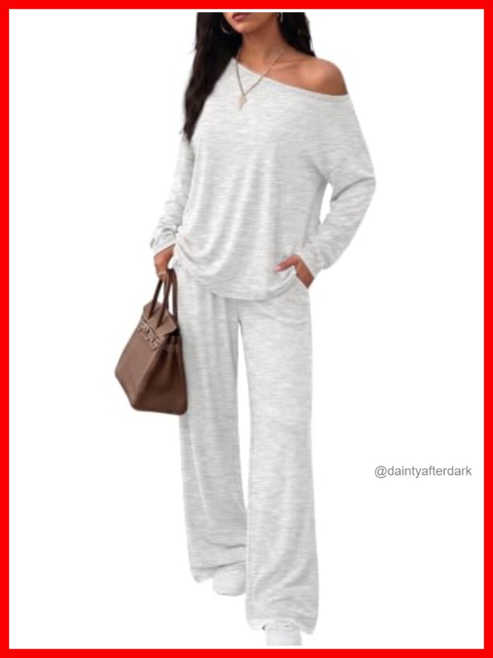 Womens 2 Piece Lounge Set Off Shoulder Oversized Sweatsuit Wide Leg Pants